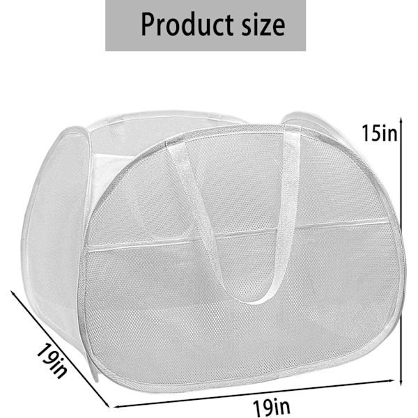 Pop-up Laundry Basket, Foldable Mesh Laundry Hamper, Collapsible Pop-up Laundry Basket