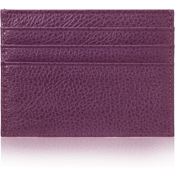 Äkta läder korthållare 7 kortplatser Minimalistisk Ultra Slim för jacka, byxor Purple