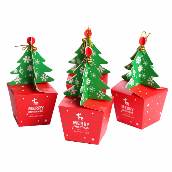 10 stykker Christmas Cupcake-bokser Gaveesker Gavepose Juletre Party Favor Decoration for Kids Party Supplies