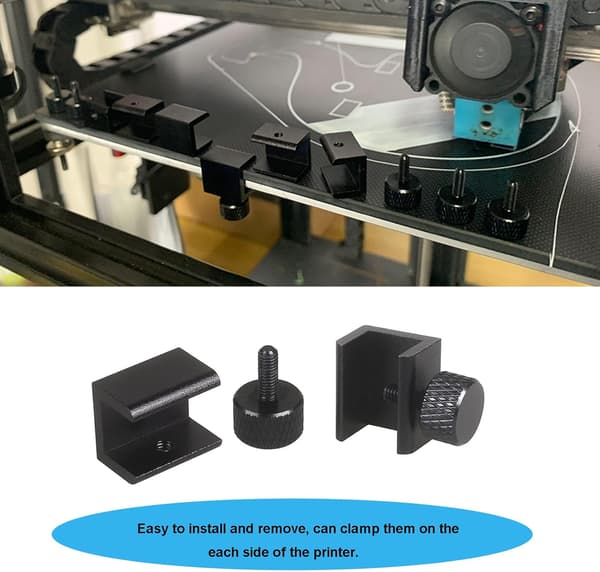 4 stk. glasbedklemmer glashyldeholder i aluminiumslegering varmt bed glasplatform monteringssæt til 3D-printer justerbart 3D-printertilbehør