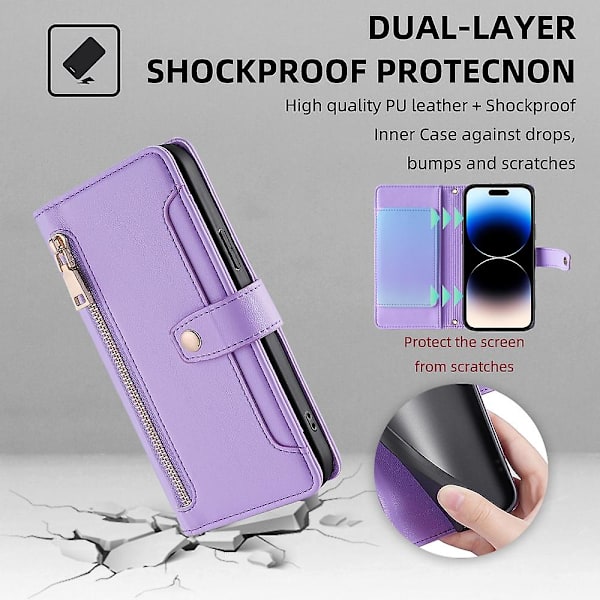 Cross-body lynlås pung læder etui til Iphone 14 Pro Max