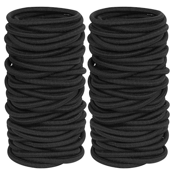 120 kappaletta mustia hiuslenkkejä, jotka sopivat paksuille ja kiharille hiuksille, poninhännän pidikkeet, hiuslenkit, jotka sopivat naisille tai miehille (4 mm)