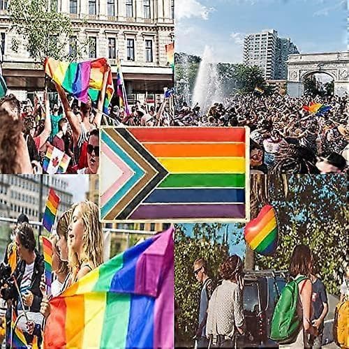 Pakkaus 5 Progress Pride -rintamerkki Pins Lippumerkki Rintamerkit (Progress Pride)