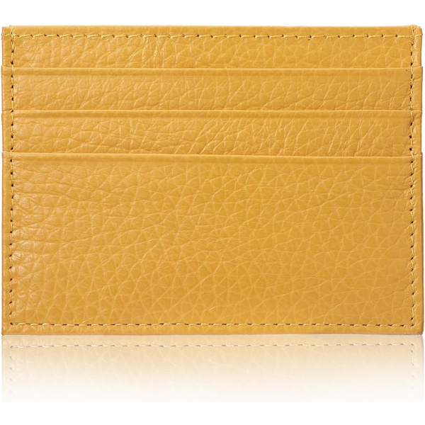 Äkta läder korthållare 7 kortplatser Minimalistisk Ultra tunn för jacka, byxor YELLOW