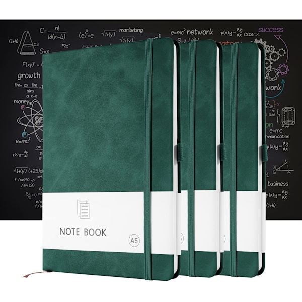A5 anteckningsbok Journal Notebook A5 anteckningsblock PU läder anteckningsbok för kontor skola hem affärer skrivning & anteckningar 200 sidor (100 ark) - Grön