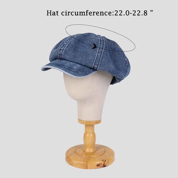 Denim aviskeps for kvinner, løstsittende aviskeps, lue, beret light blue