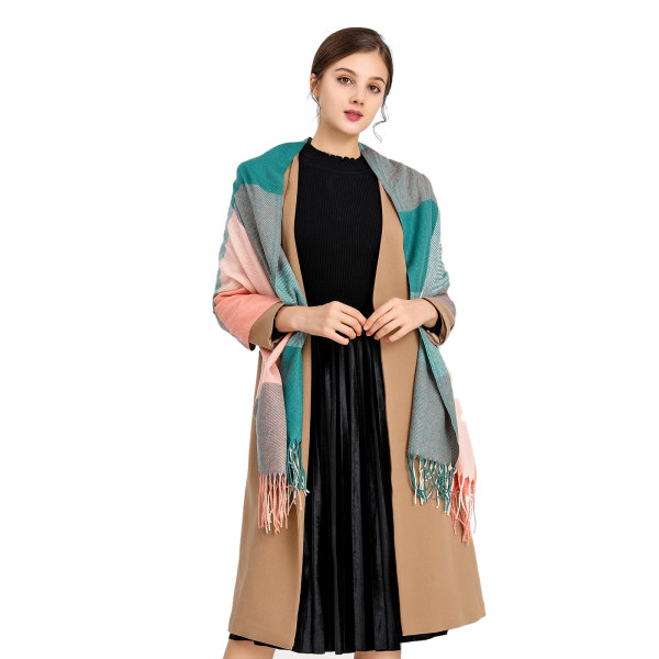 Dam Scarves Vinter Lång Mjuk Varm Tartan Check Wraps Ull Spinning Tassel Sjal Stole Scarf Ladies