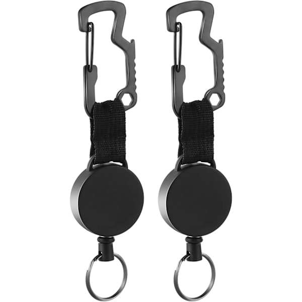 Retractable avainnauha, kestävä, ulottuva, vyöklipsillä, korttipidikkeellä, musta Black