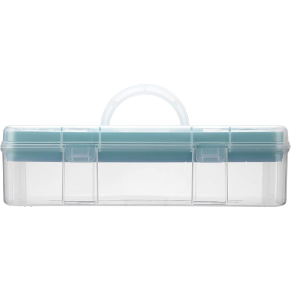 Klar Craft Stapelbar förvaringslåda med förvaringsfack Plast 7-fack flerfunktionsförvaringsbehållare för förvaring och organisering av leksaker, konst och hantverk Clear Blue