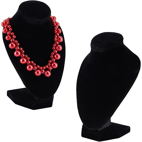 PH PandaHall 2 st 3D Sammets Halsband Display Hängande Kedja Byst Hållare Stativ Liten Smycken Modell Organiserare för Butiker Utställningslayout, 9.4x Black2pcs 9.4x6.2x14.5cm