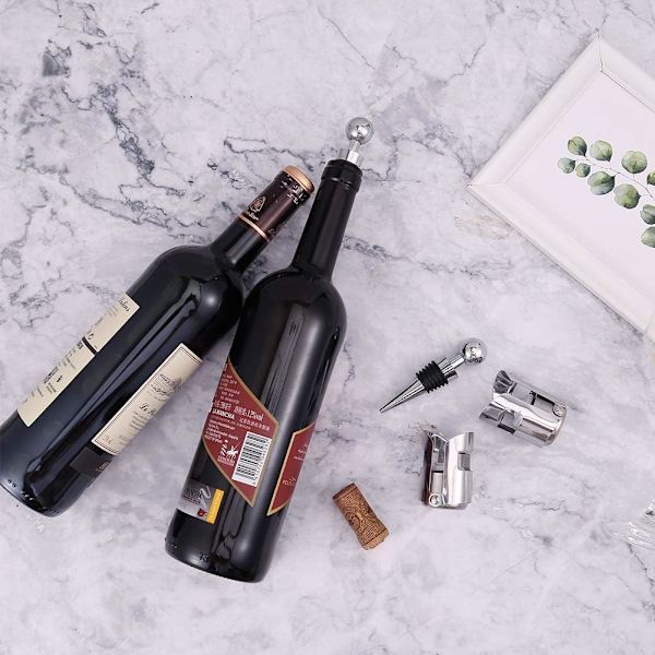 4 stk. flaskepropper i rustfrit stål, champagnepropper, vinpropper, proseccopropper, genanvendelige flaskepropper, vinpropper, vin C