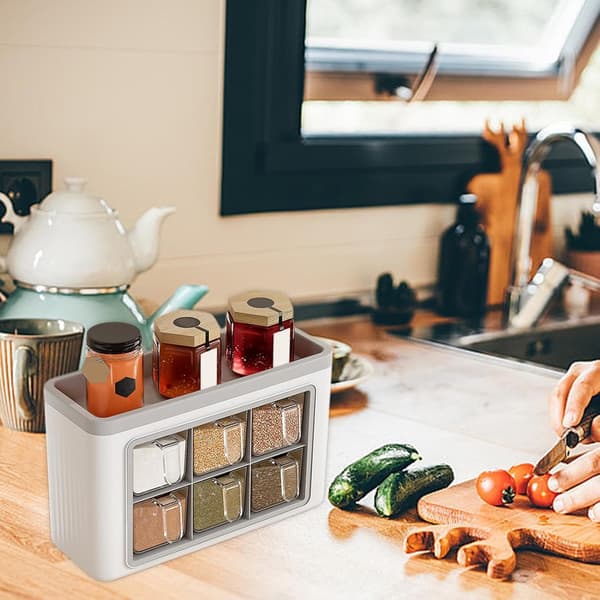 Set of Transparent Spice Boxes - Wall-Mounted, Plastic, 28.7 x 11 x 17 cm