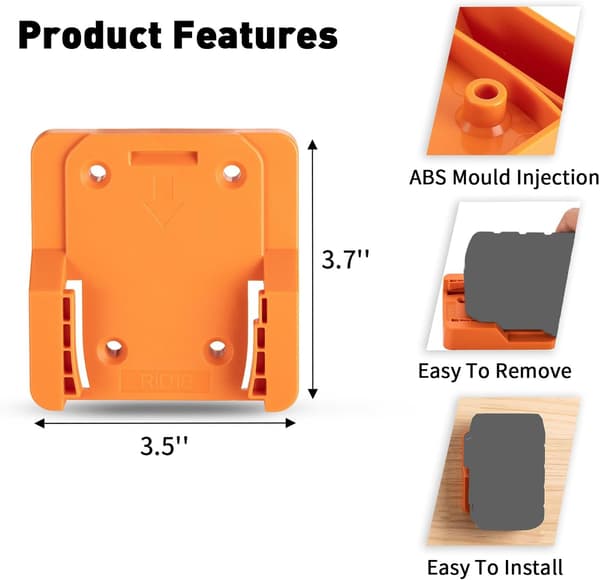 Battery Holder for Ridgid AEG 18V Batteries, Wall Mountable, Compatible with Workshop Carts, Shelves, etc. - 5-Pack