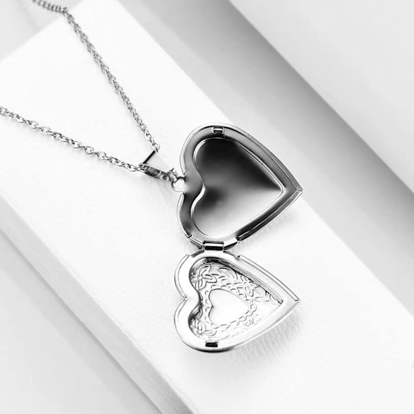 Smycken Bokstav A-Z Initial Bild Foto Hjärta Medaljong Alfabetet Namn Födelsedag Hänge Halsband för Kvinnor Flickor Rostfritt Stål V