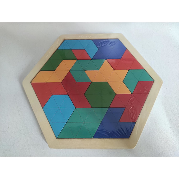 Puinen Lasten Palapeli - Kuusikulmainen Muotokuvio Tetris-Palikka Tangram Logiikka IQ-Peli STEM Montessori Aivojumppa Leikki Lelulahja Teineille
