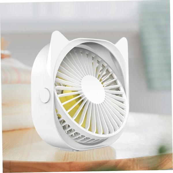 Usb Desk Fan Portable Cat Ear Mini Desk Fan 3 Speed Adjustable 360 Rotating Fan Home Office Outdoor Travel (white) (1pc