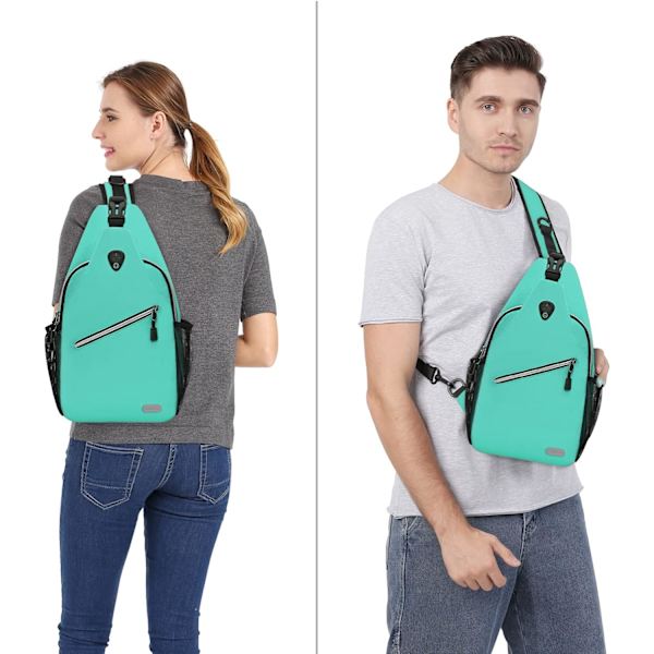 Sling-reppu, monikäyttöinen crossbody-olkalaukku, matkustus- ja vaelluspäiväreppu Light Cyan