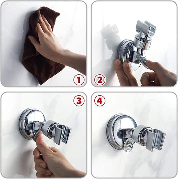 Adjustable Shower Head Holder Removable Shower Wall Mount Suction Cup Shower Head Holder Waterproof Drill
