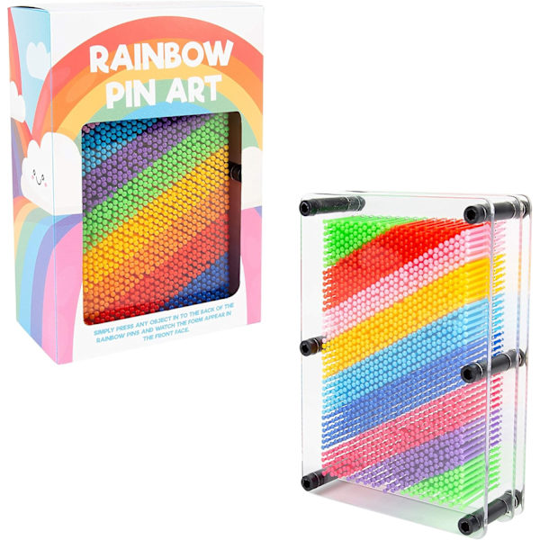 45149 Regnbue Pin Art Impression Legetøj/Ideel til Hjem og Kontor/Nyhedssjov Gave / 3D Sjov Skrivebords Skulptur Gadget/Klassisk Retro Spil / 18cm x 13cm Rainbow