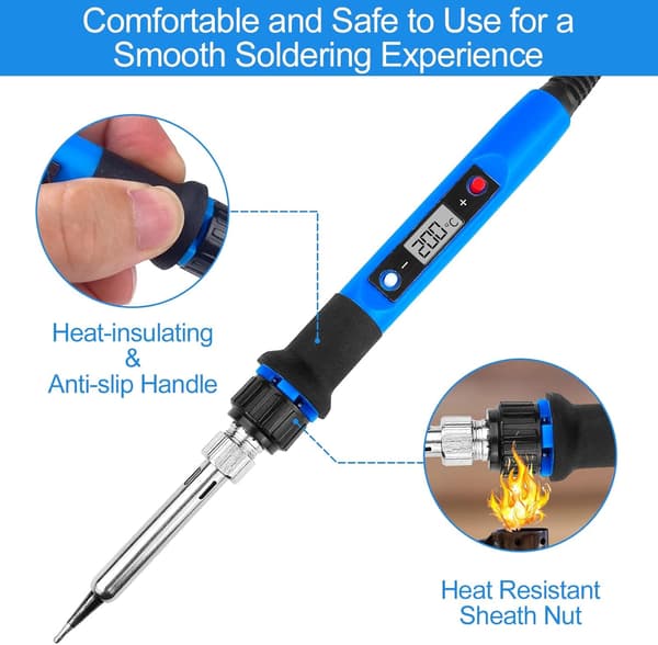 Precision Soldering Iron, 80W Adjustable Temperature 180-480°C Visible, 5 Replacement Soldering Tips, for Soldering Repairs