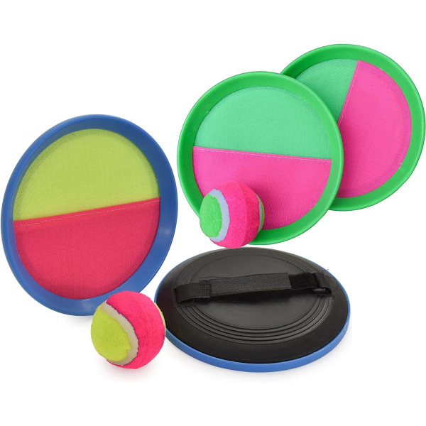 Kast og fang boldsæt med to paddle-skiver og tennisbold