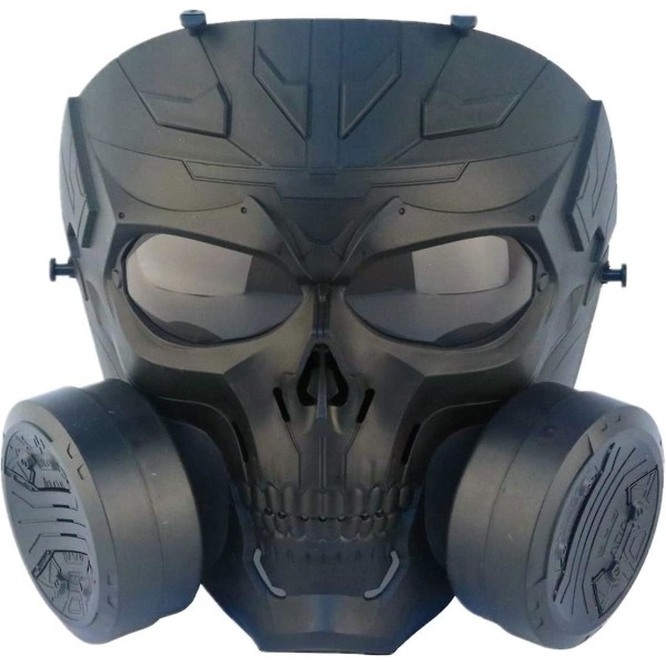 Paintballmaske, taktisk full ansiktsdummy gassmaske CS hodeskallemaske med dobbel turbovifte for cosplay Halloween Wargame Masquerade