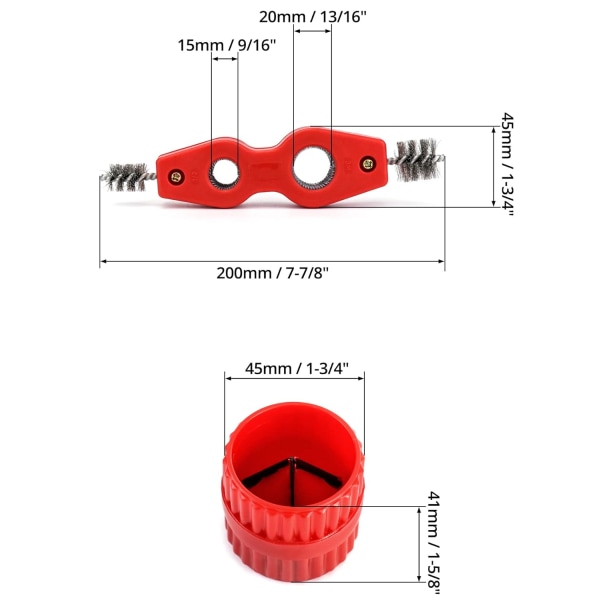 Kobberrørsrenser og rillesæt, bestående af 2 kobberrørsrensere og 2 riller, til kobber PVC og fleksible stålrør