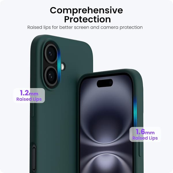 iPhone 16 Case 6.1\", Thin Liquid Silicone 3 Layers Full Coverage Soft Gel Rubber 16 Mobile Phone Case Cover 6.1 inch Olive Green