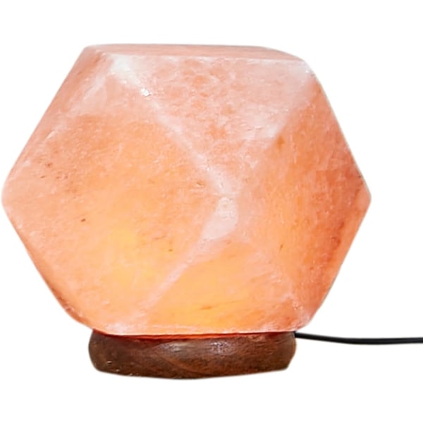 Rosa Himalaya-saltlampe åttekantform, helt naturlig krystall steinsaltlampe håndlaget med tresokkel med USB-kabel Avslapningslys Hjem Des. Pink OCTAGON SALT LAMP