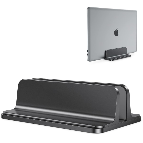 Vertikalt bärbar stativ justerbart, aluminium MacBook-ställ svart
