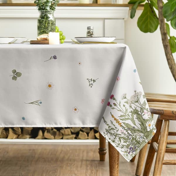 Rektangulær duk for vår og sommer, duk med ville blomster