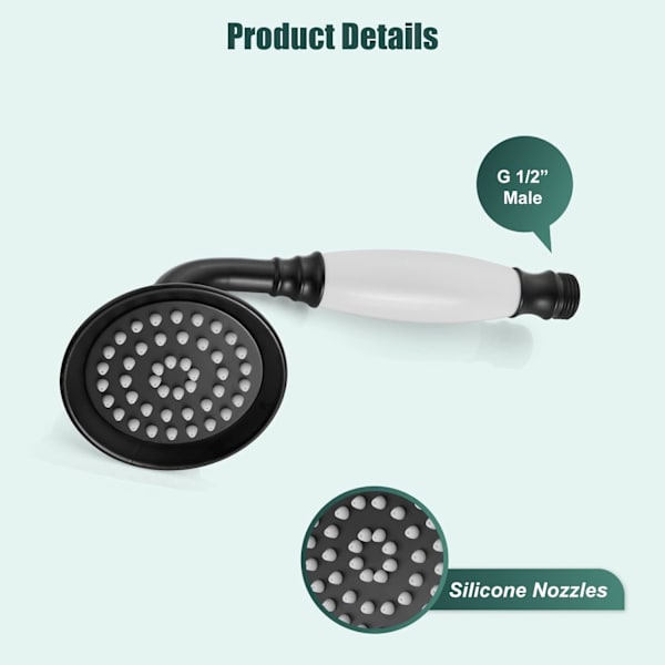 Håndholdt dusj håndholdt dusjspray baderom dusjstav høytrykks luksus hånddusj messing høystrøms hånddusjhode, keramisk stil, matt sort Matte Black Ceramic Style