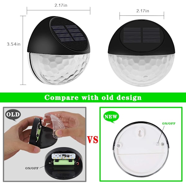 KMASHI aurinkokennoaidat, aurinkokennovalot puutarhaan, aurinkokennovalot ulkokäyttöön puutarhaan, aitaan, terassille, lämmin valkoinen (8 kpl) Black Size2