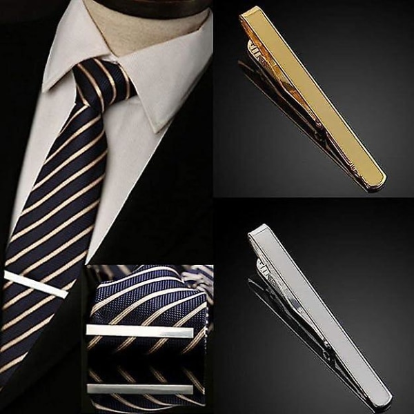 3-pak stilfuld metal til mænd, enkel slips, bindespænde, spænde, clips-nål, tilbehør til forretningsdragt, en