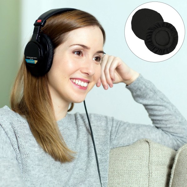 Hörlursfodral, 4st Hörlursfodral, öronskydd för headset Tvättbara och töjbara, återanvändbara svettfodral för hörlurar Passar 6-7,5 cm headset