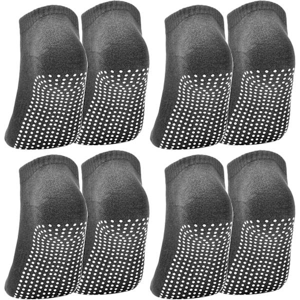 4 Paria Liukumattomat Sukat Miehille ja Naisille, Koko UK 6-9, Liukumattomat Jooga Sukat Pitoilla Pilatesille, Tarttuvat Puuvilla Sukat Tanssiin, Urheiluun Dark Grey One Size