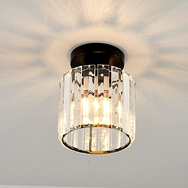 Taklampe Moderne Mini Krystall Hengelampe For Kjøkkenøy Spisestue Soverom Gang E26 Svart