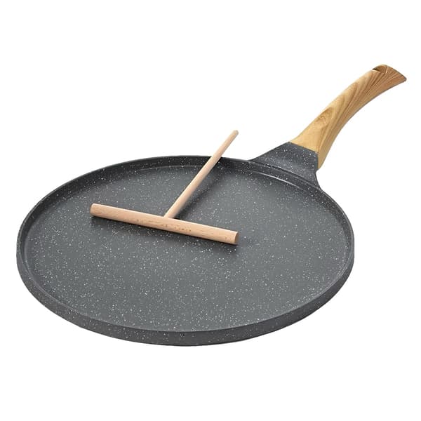 26 cm Crepe Pan - Induction Compatible - Crepe Maker with Batter Spreader - Comfortable and Ergonomic Handle