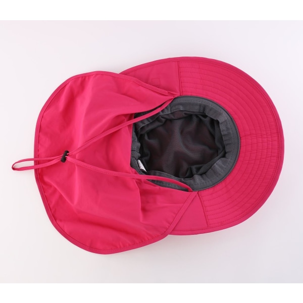 Ulkokäyttöön tarkoitettu UPF50+ mesh aurinkohattu Leveälierinen kalastushattu kaulaläpällä Rose Red L