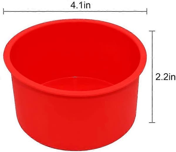 Silikone Kageform Bageform Rund 4 Tommer Non-Stick Bageform Genanvendelig Kageform, Rød, Sæt med 6