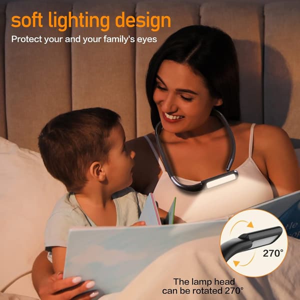 Neck Reading Light, Book Light for Reading in Bed at Night, Rechargeable Reading Lamp