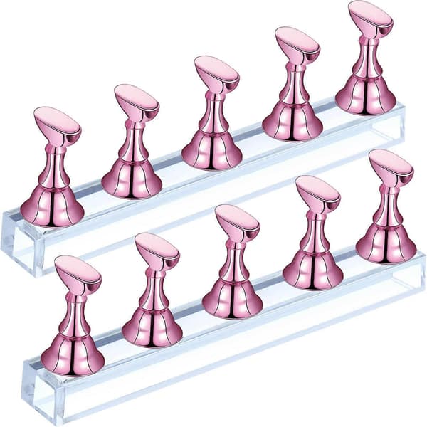 2 st Akryl Nagel Displayställ Nagel Tip Övningshållare, Rosa