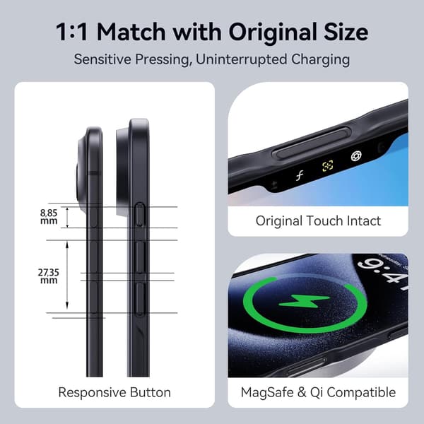 Compatible iPhone 17 Air Case Matte Finish Protective Phone Cover Anti-Fingerprint Thin Slim Hard Case - Black