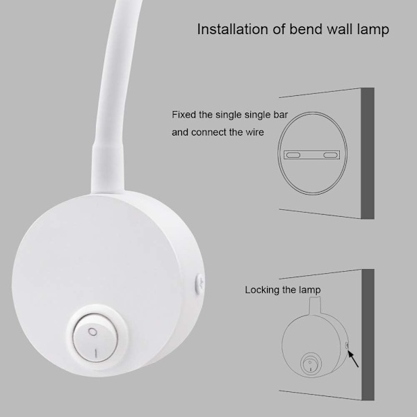 2-pack Vit Väggspotlight, Mjukt Varmt Vit Ljus Cob Sängbord Böjlampa, Minimalistisk Väggmonterad 3W Läslampa Nattlampa med Knappbrytare
