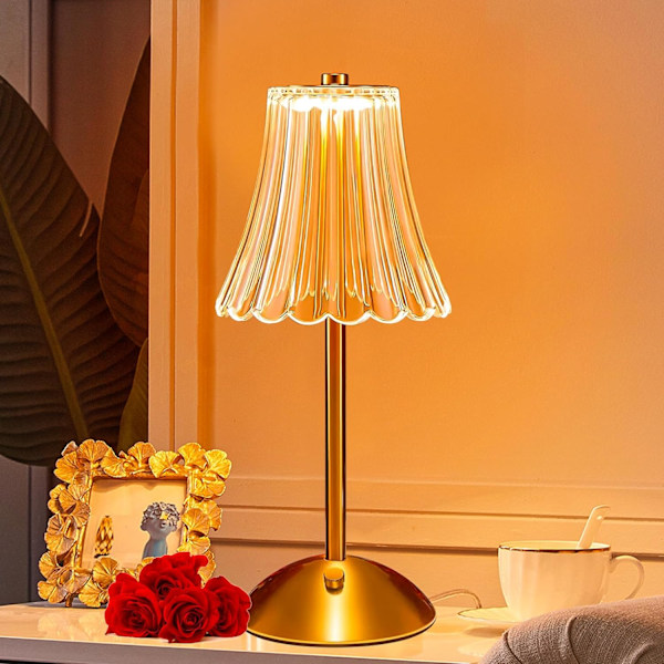 Bordslampa, Dimbar Kristall Sänglampa för Sovrum, 3 Färger Laddningsbara Touchlampor, Nattdukslampa, Sladdlös Lampa, för Vardagsrum Sovrum