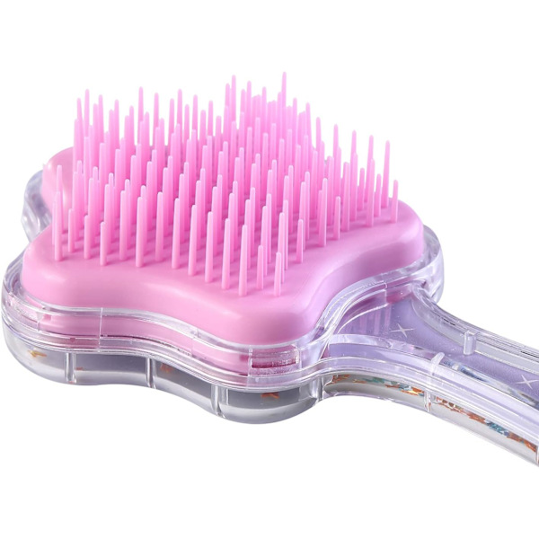 Hårborste med Paddel för Små Flickor (3-8 år), Glider Lätt Genom Tovor Utan Att Dra, Enhörning Glitter Borst Tangle Brushes (Lavendel)