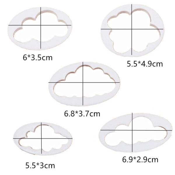 5 stk. Cloud Fondant Cutter Plastik Kage Cookie Cutter Form