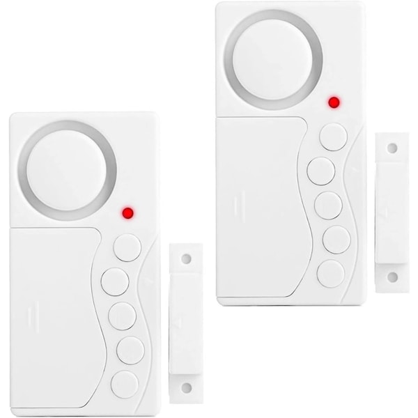 2-pakke fryserdøralarm, vindussikkerhetsalarm, 3/15/30/60 sekunders trådløs kjøleskapsalarm, døråpen alarm med 4 i 1 dørsensor