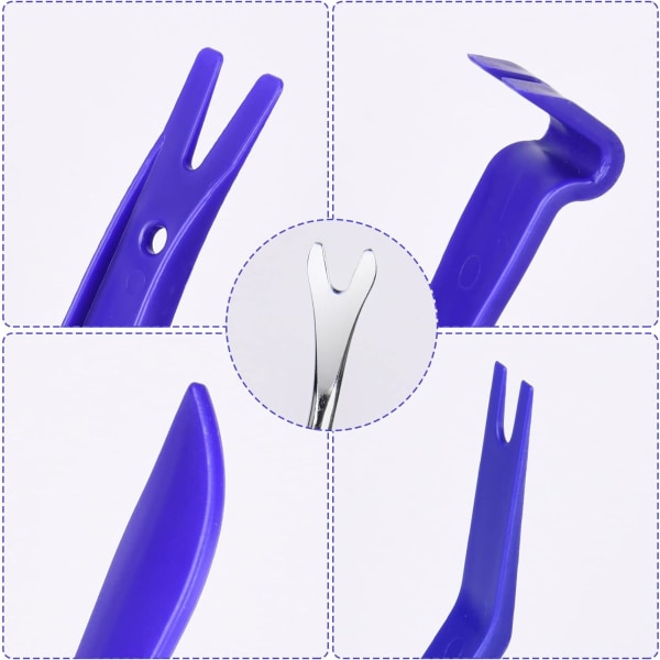 14 stk. bilindtrækssæt, værktøjssæt til bilradiodør-instrumentbrætinstallation, plastikbrækjern, bilpanelinstrumentbrætindvendigt tilbehør #7 14pcs Blue