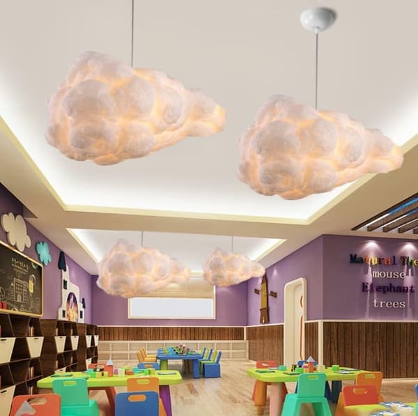 Simulation Cloud Hanging Light Creative Cotton Cloud Chandelier Ceiling Lamp Decorative Cloud Ceiling Lamp Hanging (30*20CM)